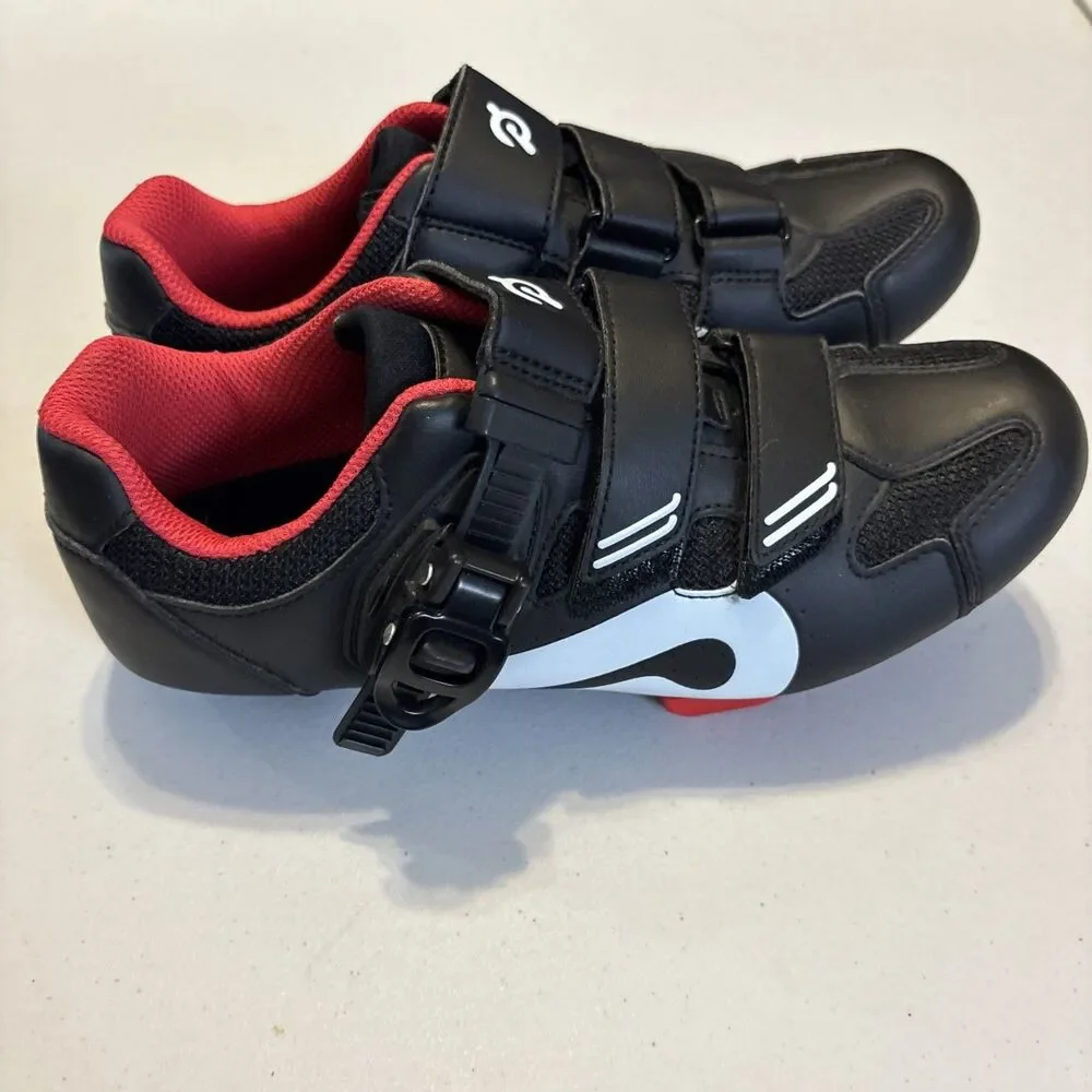 Women's Size 7 (38 EU) Peloton Cycling Shoes Black White Red EUC - Picture 3 of 8